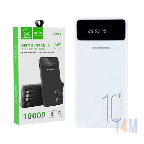 Denmen Power Bank DP19 with 2 USB Ports 2.1A 10000mAh White